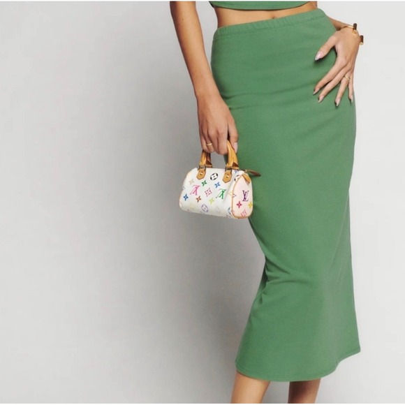 Reformation Dresses & Skirts - Reformation Foster Knit midi skirt green M organic cotton minimalist classic